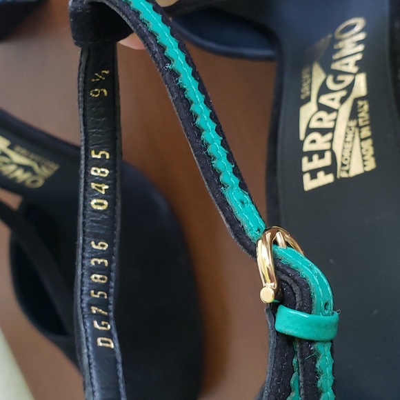 NWOT Salvatore Ferragamo Fergie Suede/Leather T-strap Shoes Size 9 1/2 … - Picture 9 of 11